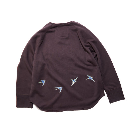 BRUSHED COTTON LONG SLEEVE HENLEY "LUCKY SWALLOW"