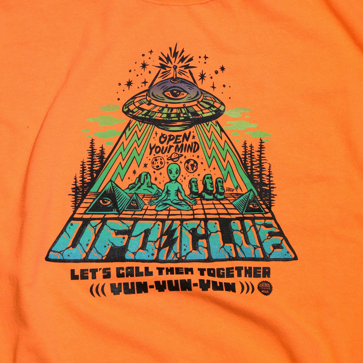 【予約商品:10月中旬以降のお届け予定】GRINDLODGE x ND HEMP WIDE TEE UFO CLUB ver.5