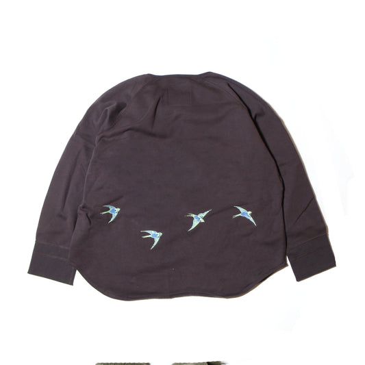 BRUSHED COTTON LONG SLEEVE HENLEY "LUCKY SWALLOW"