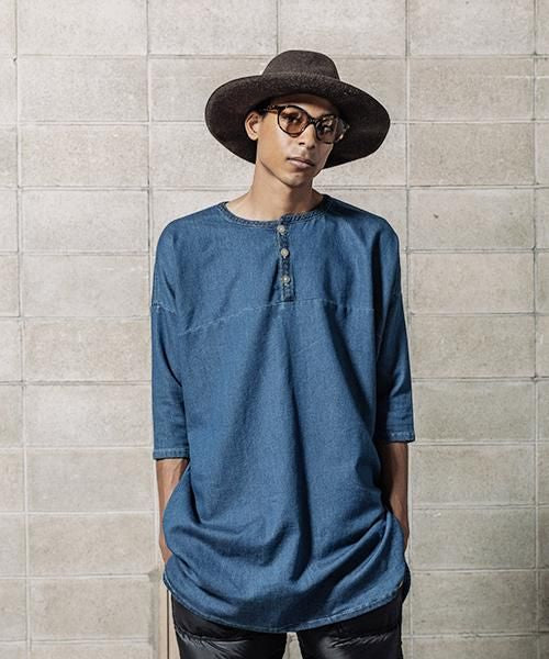 WIDE SPREAD DENIM SWEAT LONG HENRY