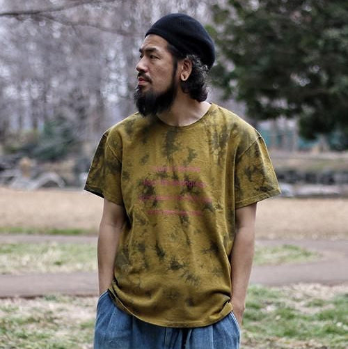 CREW NECK HEMP TEE HEAVY 2 SHIBORI PRINTED