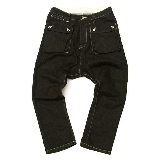 G55Sarouel Flap Denim Pants -ONE WASH-