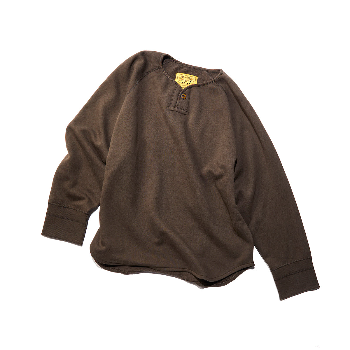 BRUSHED COTTON LONG SLEEVE HENLEY "LUCKY SWALLOW"