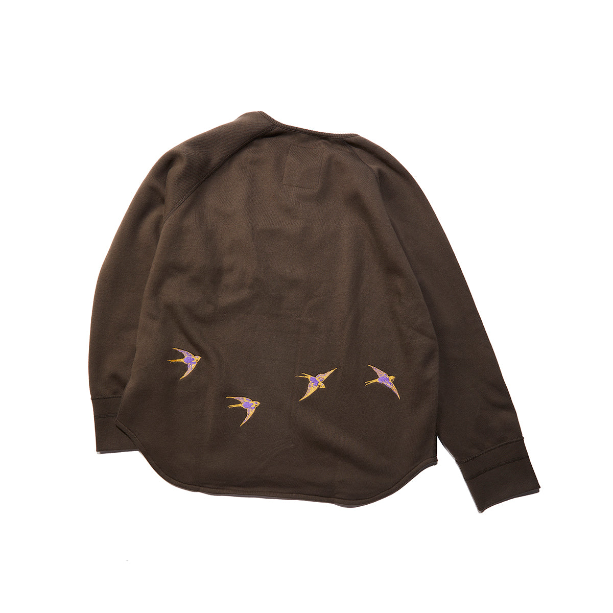 BRUSHED COTTON LONG SLEEVE HENLEY "LUCKY SWALLOW"