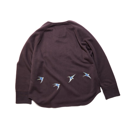 BRUSHED COTTON LONG SLEEVE HENLEY "LUCKY SWALLOW"
