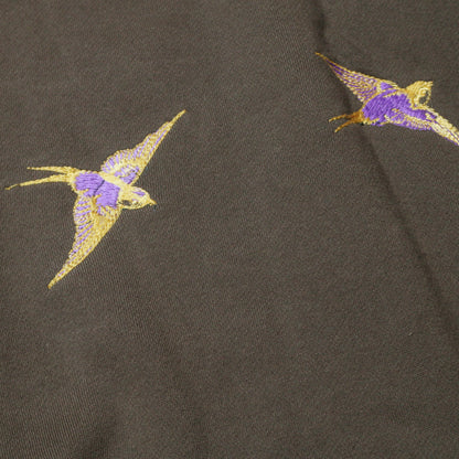 BRUSHED COTTON LONG SLEEVE HENLEY "LUCKY SWALLOW"