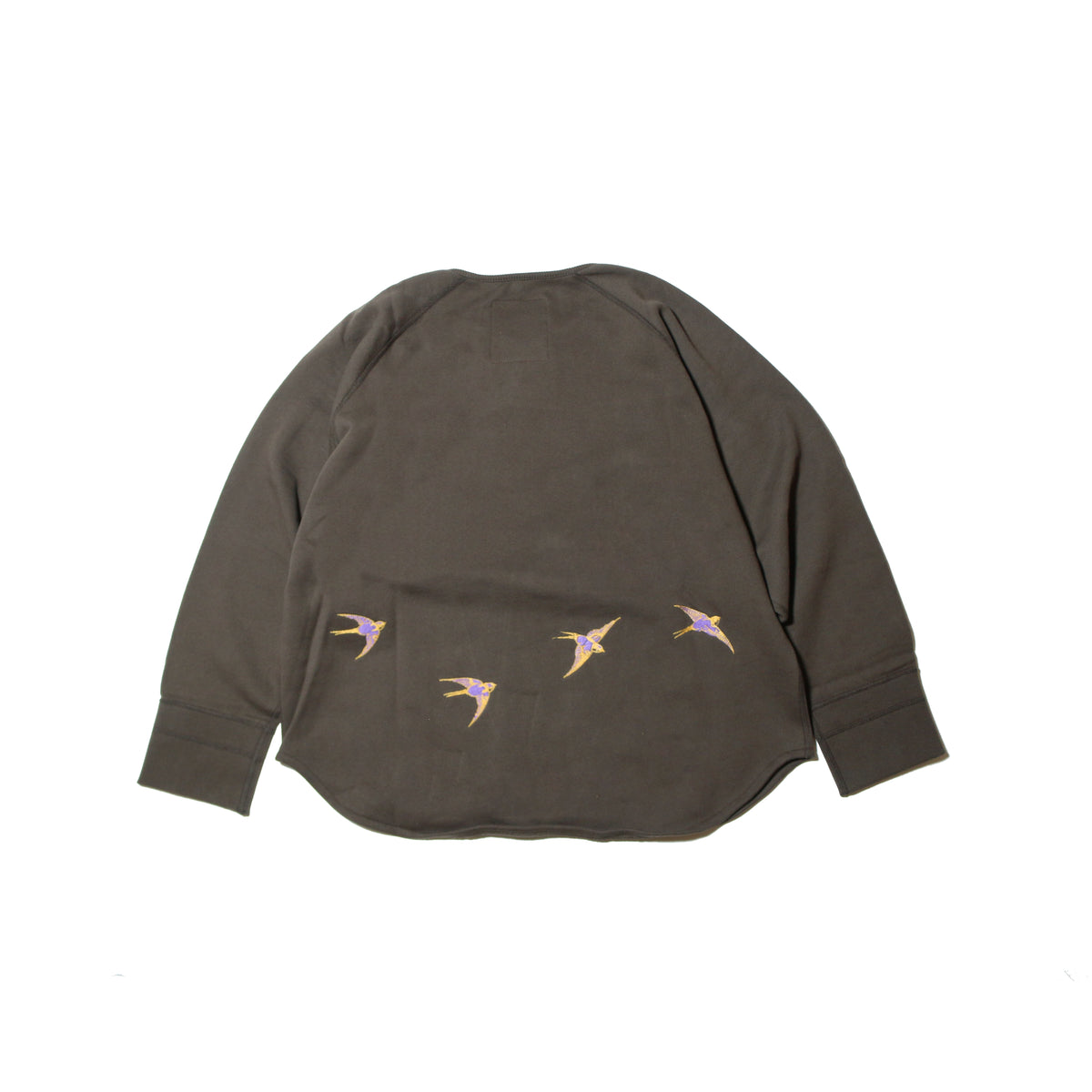 BRUSHED COTTON LONG SLEEVE HENLEY "LUCKY SWALLOW"