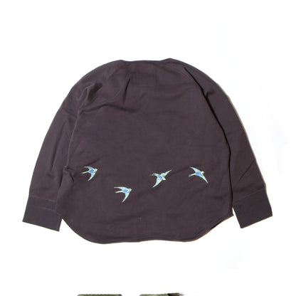 BRUSHED COTTON LONG SLEEVE HENLEY "LUCKY SWALLOW"